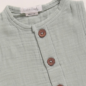 Paquete de medio mameluco de muselina orgánica de calidad superior de 2 pistachos para mamelucos de bebé de crema y salvia - Product Image 4