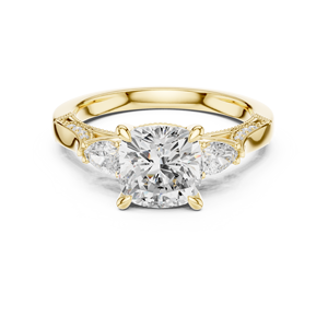 Bague pour femme en or 10k/14k/18k ou argent, avec diamant taille coussin à facettes et pierres latérales, certifiée IGI, bijoux de luxe de haute qualité - Product Image 2