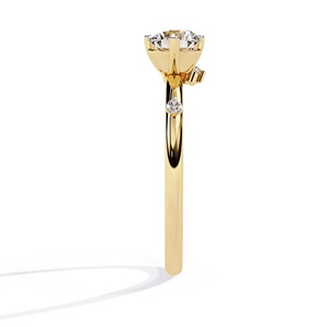 Anillo de Compromiso de Oro Amarillo con Diamantes Redondos para Mujer, Clásico con Engaste de Garras y Patrón de Estrella - Product Image 3