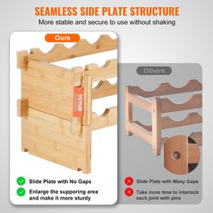 Espositore per portabottiglie in legno di bambù modulare a 2 livelli da 18 bottiglie - Product Image 4