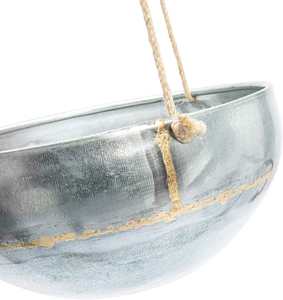Galvanized Metal <b>Hanging</b> Planter Rustic Silver FlowerPot Holder With Rope For IndoorOutdoor Balcony Home Hotel Garden Decor BulK - Product Image 4