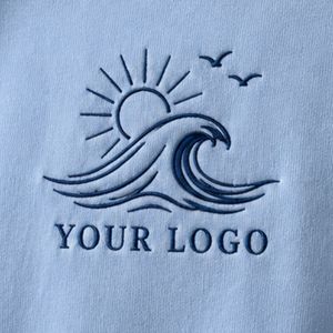 เสื้อยืดโอเวอร์ไซส์สีฟ้าอ่อนสำหรับผู้ชาย ปักโลโก้ตามสั่ง ผ้าคอตตอนหนา สไตล์สตรีทแวร์ คอกลม แขนสั้น เสื้อยืดลำลองใส่สบายสำหรับฤดูร้อน - Product Image 6