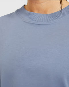 Women Oversized Crew Neck <b>T</b>-<b>Shirt</b> Solid Color 100% Cotton Loose Fit Short Sleeve Breathable All Seasons Jersey Knitted - Product Image 6