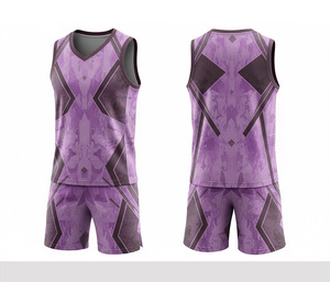 Ensemble d'uniformes de basketball personnalisés imprimés, légers, en jersey et short en polyester respirant, pour hommes et femmes, vêtements de sport d'équipe - Product Image 2