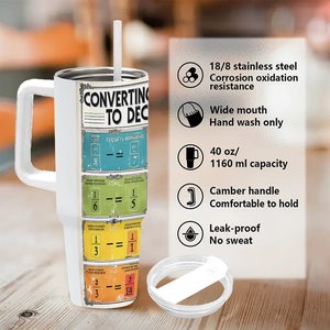 Custom <b>Insulated</b> Tumbler 40oz Stainless Steel Travel <b>Mug</b> With Fraction Conversion Design - Product Image 5