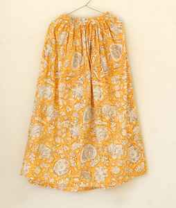 Jupe longue plissée décontractée en coton à motifs floraux, écologique, rose, pour femme, fabriquée avec des couleurs naturelles - Product Image 1