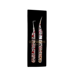 Pince à épiler GETUP BROSONS IMPEX GBI-EET-1209 en acier inoxydable avec revêtement papier, pointe lisse de précision et manche à motifs - Product Image 2