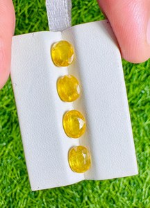 Saphir jaune naturel, taille ovale, facetté, pierres précieuses en vrac, lot de 4 pièces, pierre de saphir jaune pour la fabrication de bijoux, vente en gros - Product Image 3