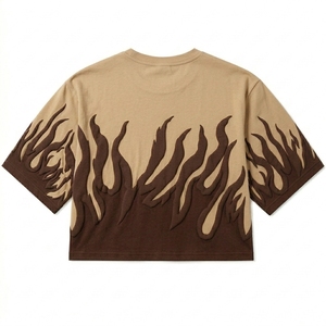 T-shirt court oversize pour homme avec imprimé graphique en relief, 100 % coton tricoté, style streetwear, 240 g, motif avant, décontracté - Product Image 3