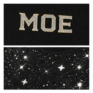 เสื้อยืดสีดำแบบยาว ผ้าวอร์สต์ แต่งคริสตัลวิบวับ สไตล์ฮิปฮอป บลิง บลิง สตรีทแวร์ ทรงโอเวอร์ไซส์ สำหรับผู้ชาย - Product Image 2