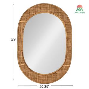 กระจกติดผนังกรอบไม้ไผ่และหวายทรงวงรี สีธรรมชาติ - Product Image 6