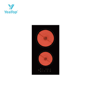 Table de cuisson <span class=keywords><strong>vitrocéramique</strong></span> encastrable 2 zones à commande tactile, plaque chauffante électrique <span class=keywords><strong>radiant</strong></span>, <span class=keywords><strong>cuisinière</strong></span> de cuisine en verre – Meilleures ventes - Product Image 1