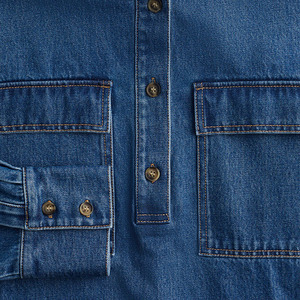 New Design Vintage Summer Female Blue Denim Women Shirts Cotton Long Sleeve Button Lapel Casual Regular Fit <b>Top</b> - Product Image 5