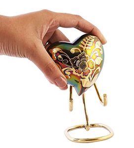 Heritage Brass Heart Keepsake Funeral Cremation Urn Memorial Ash <b>Container</b> Featuring Stylish Secure Closure Design - Product Image 2