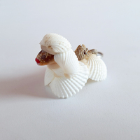 Porte-clés artisanal en coquillage naturel indonésien, figurine animale, souvenir de plage côtière, accessoire cadeau tropical