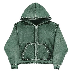 Sudaderas con capucha de invierno para hombre al por mayor, con cremallera completa, de algodón y forro polar, impresión digital, proveedor OEM personalizado para marcas de ropa - Product Image 1