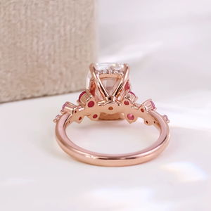 Bague de luxe en moissanite très prisée, en argent 925 et or rose 18 carats, taille coussin, sertie à griffes, bijou unisexe tendance pour femme - Product Image 3