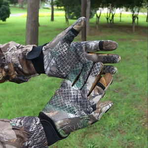 Gants de tir camouflage imperméables pour hommes, avec doigts rabattables, pour la chasse et la pêche, avec grip antidérapant et poignet réglable - Product Image 5