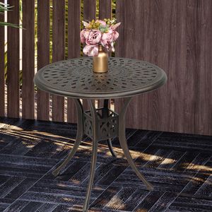 Tavolo Circolare in Alluminio Pressofuso con Piano Diamantato 78*78*75cm, Elegante Tavolo da Esterno in Bronzo per un'Esperienza di Giardino di Prima Classe - Product Image 5