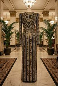 ผู้ผลิตชุดราตรีสั่งตัดระดับไฮเอนด์ ชุดเดรสทรงเมอร์เมดแขนยาวประดับเลื่อมทองหรูหราสำหรับผู้หญิงไซส์พลัส - Product Image 4