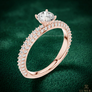 Bague d'anniversaire en or rose avec diamant de laboratoire taille brillant rond pour femme, bijoux de mariage certifiés IGI - Product Image 4