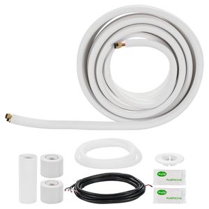 Juego de Tuberías de Cobre para Aire Acondicionado Mini Split de 50 pies, 1/4 y 3/8 OD, con Aislamiento de PE Blanco Engrosado y Conectores Flareados para Sistemas HVAC - Product Image 1