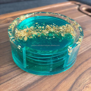 Handmade Epoxy Resin <b>Crystal</b> Glitter <b>Coasters</b> Elegant Sparkling Drinkware Stylish Tabletop Decor Modern Resin Accessories Set - Product Image 3