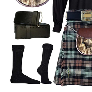 Ensemble de kilt écossais pour homme, 12 pièces, motif Argyle, en laine noire, taille personnalisée, logo personnalisé, emballage personnalisé - Product Image 2