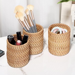 Handcrafted rattan pen marker storage basket girls essentials <b>make</b> <b>up</b> brush pencil holder <b>case</b> - Product Image 4