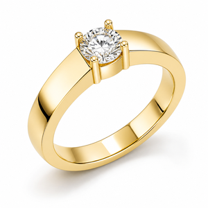 Anillo Solitario Clásico con Diamante Redondo Cultivado en Laboratorio, Engaste de Cuatro Puntas, Anillo de Compromiso, OEM, ODM, Personalizado - Product Image 1