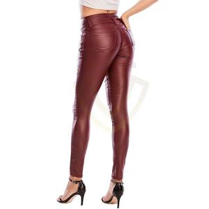 Pantalones de Cuero Genuino de Primera Calidad para Mujer, Diseño Personalizado, Corte Ajustado, Pantalones de Motociclista de Piel de Oveja Genuina - Product Image 3