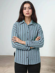 Vestido Casual de Oficina Color Verde Azulado con Estampado Floral, Cuello Camisero, Cierre de Botones, Bolsillo de Parche, Mangas Largas Enrollables - Product Image 4