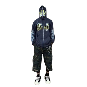 Sweat-shirt à capuche surdimensionné en molleton imprimé style streetwear de qualité supérieure avec broderie graphique personnalisée - Product Image 1