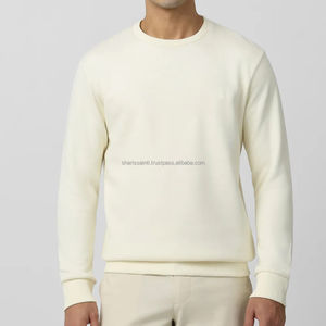 Custom Produire 350g sweat-shirt lavage à l'acide hommes américain col rond avec peluche surdimensionné couleur unie haut à épaules amples - Product Image 4