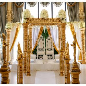 Mandap en fibre incroyablement magnifique pour mariage indien traditionnel, Grand Mandap doré hindou tamil, Mandap royal le plus vendu pour mariages à thème - Product Image 1