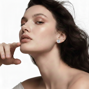 Solid <b>Silver</b> Round Diamond <b>Stud</b> Earrings Trendy IGI Certified Elegant Daily Wear Unisex Fine Jewelry Sparkling Gift Any Occasion - Product Image 1