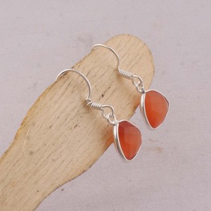 Natural <b>Red</b> Onyx Triangle <b>Earrings</b> 925 Sterling Silver Jewelry Manufacturer Wholesale Handmade Geometric Gemstone Drop Dangle - Product Image 6