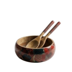 Ensemble de saladiers modernes en bois de manguier avec bords festonnés, bol à fruits pour la décoration de la maison et la restauration professionnelle, bol de service de 12 pouces - Product Image 3