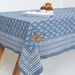 Nouvelle collection de nappes de table en coton indien imprimées à la main, écologiques, bleu Dabu, à motifs floraux, pour mariage - Product Image 3
