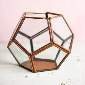 Designer Living Metal Terrarium Glass Planter Stylish Indoor Plant Holder Geometric Home Decor - Product Image 2