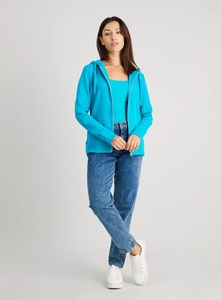 เสื้อฮู้ดซิปเต็มตัวสีน้ำเงินกรมท่าสำหรับผู้หญิง ยี่ห้อ YKK ทรงปกติ ผ้าถักเนื้อฝ้าย มีกระเป๋าหน้า เหมาะสำหรับใส่ในช่วงฤดูใบไม้ร่วง - Product Image 6