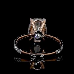 Anillo de oro rosa macizo de 14 quilates con diamante cultivado en laboratorio de 4.00 quilates, corte ovalado, color F, pureza VVS2, para boda y compromiso, regalo para mujeres y chicas. - Product Image 2