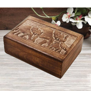 High Quality Mango Wood <b>Box</b> Elephant Motif Design Decorative Wooden Jewelry Treasure Storage and <b>Keepsake</b> <b>Box</b> at Wholesale Price - Product Image 6