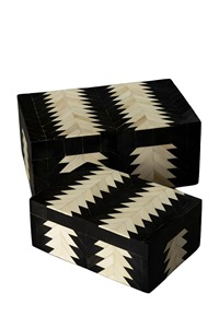 Handcrafted Bone Inlay Decorative Jewelry <b>Storage</b> Box with Bold Leaf Pattern Mosaic Design Keepsake Organizer Home Decor Gift - Product Image 3
