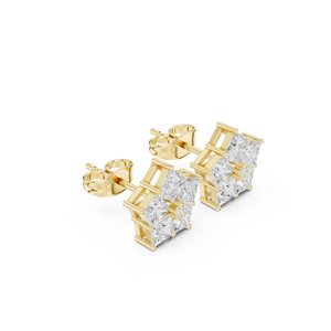 14K <b>Halo</b> Design Moissanite <b>Earrings</b> with CZ in Silver - Product Image 5