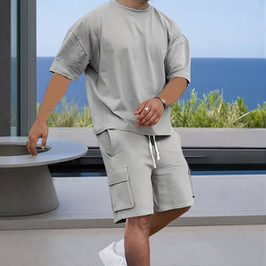Men Casual Summer Outfit Manufacturer 2 Piece Cargo Shorts T Shirt OEM Bulk Supply - Product Image 2