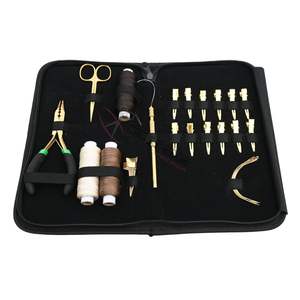 Kit d'outils professionnels pour extensions de cheveux à micro-perles : Pince à trois trous, Aiguilles de tissage, Anneaux de sectionnement et pinces, Mini-ciseaux - Product Image 1