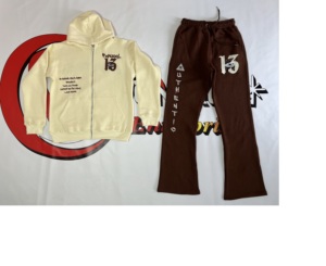 Nuevas llegadas 2026: Chándal para hombre 100% algodón con estampado personalizado y bordado, sudadera con capucha y pantalón jogger estilo urbano con cremallera. - Product Image 1