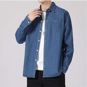 Chaqueta vaquera informal verde militar para hombre, estilo cargo, desgastada, con bolsillo en el pecho, manga larga, 100% algodón, cuello vuelto, vintage - Product Image 2