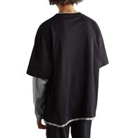 T-shirt à manches longues à col rond pour homme, double couche, couleur personnalisée, style streetwear, tricoté, 100% coton, coupe ample, écologique